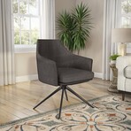 Signa Swivel Armchair in Charcoal Fabric with Black Steel Base