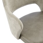 Darcie Swivel Armchair in Light Taupe Fabric, Light Gray Leatherette and Black Base