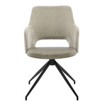 Darcie Swivel Armchair in Light Taupe Fabric, Light Gray Leatherette and Black Base