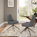 Signa Swivel Side Chair in Charcoal Fabric with Black Steel Base 