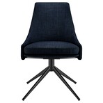 Signa Swivel Side Chair in Blue Fabric with Black Steel Base 