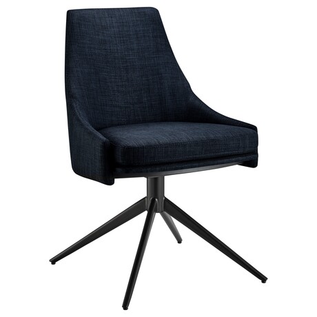 Signa Swivel Side Chair in Blue Fabric with Black Steel Base 