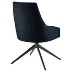 Signa Swivel Side Chair in Blue Fabric with Black Steel Base 