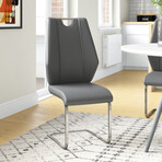 Lexington Side Chair in Gray and Brushed Stainless Steel // Set of 2