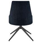 Signa Swivel Side Chair in Blue Fabric with Black Steel Base 