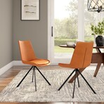 Vind Swivel Side Chair in Cognac with Black Legs 