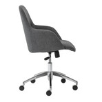 Minna Office Chair // Dark Gray Fabric with Polished Aluminum Base