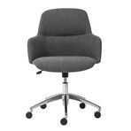 Minna Office Chair // Dark Gray Fabric with Polished Aluminum Base