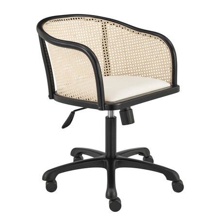 Elsy Office Chair // Black with Beige Velvet Seat and Black Base