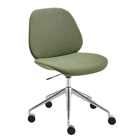 Lyle Office Chair // Green Fabric with Polished Aluminum Base