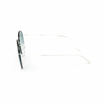 Unisex // White Titanium Rimless Sunglasses // White + Gradient Green