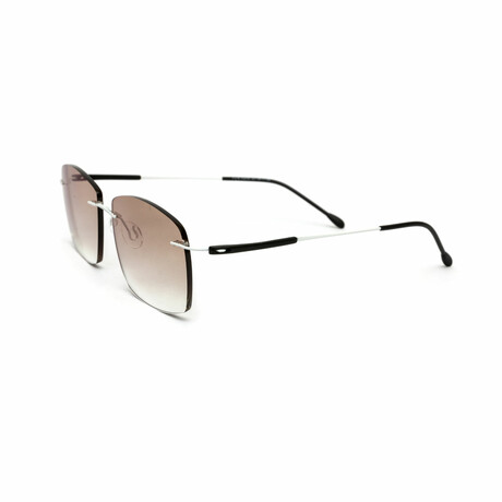 Men's // Black & White Titanium Rimless Sunglasses // Black & White + Gradient Brown