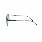 Men's // Matte Silver & Blue Titanium Rimless Sunglasses // Matte Silver & Blue + Gradient Green