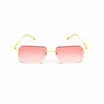 Men's // Yellow Titanium Rimless Sunglasses // Yellow + Gradient Red