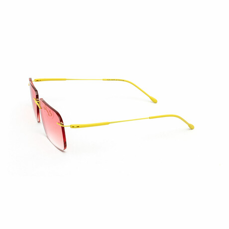 Men's // Yellow Titanium Rimless Sunglasses // Yellow + Gradient Red