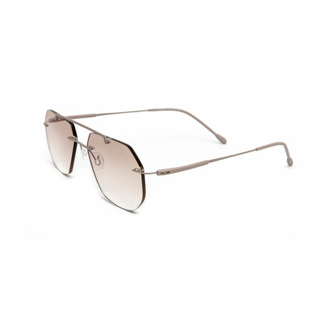 Unisex // Light Brown Titanium Rimless Aviator Sunglasses // Light Brown + Gradient Brown