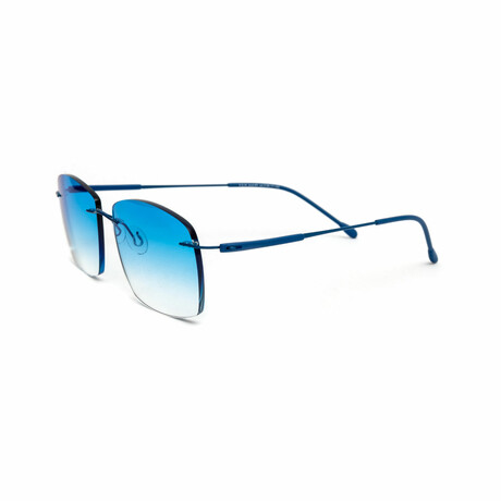 Men's // Blue Titanium Rimless Sunglasses // Blue + Gradient Blue