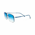 Men's // Blue Titanium Rimless Sunglasses // Blue + Gradient Blue