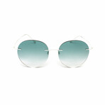 Unisex // White Titanium Rimless Sunglasses // White + Gradient Green