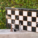 Retro Roman Metal Chess Set For Adults Marbling Chess Board