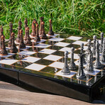 Retro Roman Metal Chess Set For Adults Marbling Chess Board