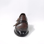 Monk Brogue Croc Embossed Dress Shoes // Brown (Euro: 39)