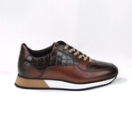 Croc Embossed Sneakers Dress Shoes // Brown + Black (Euro: 45)