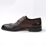 Monk Brogue Croc Embossed Dress Shoes // Brown (Euro: 40)