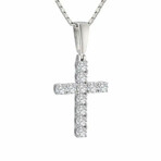 1 Carat Men's 925 Sterling Silver Moissanite Inlaid Faith Cross Pendant and Necklace