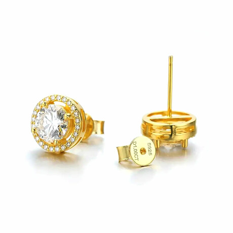 1 Caret 925 Sterling Silver Moissanite Earrings // 18K Gold Plated // Unisex