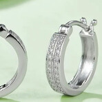 0.24 Caret Silver Double Row Moissanite Hoop Earrings // 925 Sterling Silver + Platinum Plating