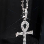 2.5 Carat Moissanite Pendant Cross and chain in 925 Sterling Silver