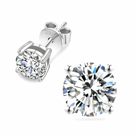 2 Carat Moissanite Stud Earrings, 925 Sterling Silver Earrings For Men