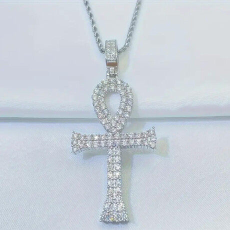 2.5 Carat Moissanite Pendant Cross and chain in 925 Sterling Silver