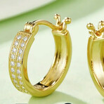 0.24 Carat Gold Double Row Moissanite Hoop Earrings // 925 Sterling Silver + Platinum Plating