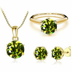 4pc Set! - 1ct Moissanite Necklace + 1ct Moissanite Ring + 1ct Moissanite Earrings in 925 Sterling Silver // Yellow Green (6)