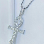 2.5 Carat Moissanite Pendant Cross and chain in 925 Sterling Silver