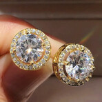 1/2 Caret 925 Sterling Silver Moissanite Earrings // 18K Gold Plated // Unisex