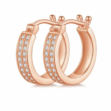 0.24 Caret Bronze Double Row Moissanite Hoop Earrings // 925 Sterling Silver + Platinum Plating