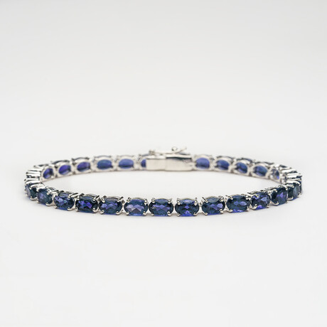 Genuine Sapphire Gemstone Tennis Bracelet in .925 Sterling Silver