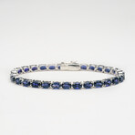 Genuine Sapphire Gemstone Tennis Bracelet in .925 Sterling Silver