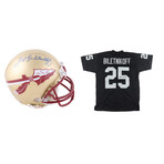 Fred Biletnikoff Signed Florida State Seminoles Seminoles Mini Helmet & Fred Biletnikoff Signed Raiders Jersey