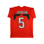 Jeremy Shockey Signed Miami Hurricanes Jersey, Andre Johnson Signed Miami Hurricanes Flash Alternate Speed Mini Helmet , & Andre Johnson Signed Miami Hurricanes Jersey