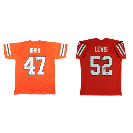 Michael Irvin Signed Miami Hurricanes Jersey & Ray Lewis Signed Miami Hurricanes Jersey