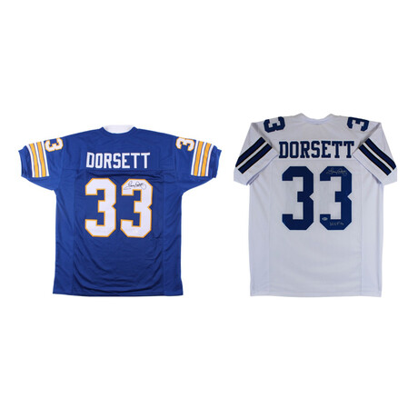 Tony Dorsett Signed Pittsburgh Panthers Jersey & Tony Dorsett Signed Cowboys Jersey Inscribed "HOF 94"