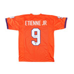 Travis Etienne Jr. Signed Clemson Jersey, Travis Etienne Signed Clemson Tigers Mini-Helmet Inscribed "Tiger King" + Tee Higgins Signed Clemson Jersey