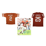 Eric Metcalf Signed Texas Longhorns Jersey, Jamaal Charles Signed Texas Longhorns Jersey, & Ricky Williams Signed Texas Longhorns 8x10 Photo