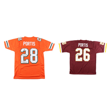 Clinton Portis Signed Miami Hurricanes Jersey Inscribed "01 NATL Champs" & Clinton Portis Signed Washington Redskins Jersey