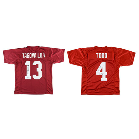 Tua Tagovailoa Signed Alabama Crimson Tide Jersey Inscribed "Roll Tide" & Richard Todd Signed Alabama Crimson Tide Jersey Inscribed "Roll Tide"