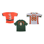 Frank Gore Signed Miami Hurricanes Jersey, Duke Johnson Nike Signed Miami Hurricanes Jersey Inscribed " All-Time Rushing Champ", & Jeremy Shockey Signed Miami Hurricanes Jersey